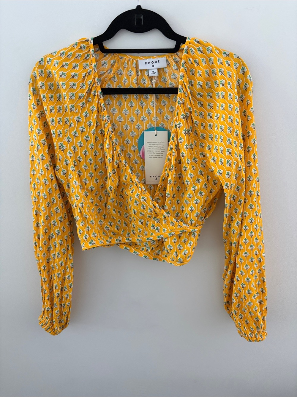 RHODE Yellow Floral Wrap Crop Top